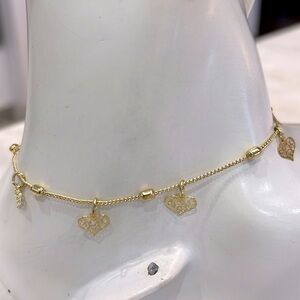 ANKLET Goldtone Station Link Open Design Heart Ankle Bracelet